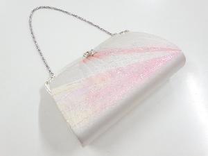 リサイクル　銀糸蝶模様織り出し和装バッグ
